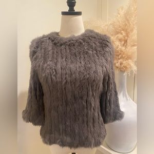 Ellison RARE 💯 Rabbit Fur Grey One Size Blouse NEW